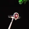 Kluster ringar fina smycken ren 18 k vitguld riktig naturlig duva blod röd rubin 0.62ct diamanter kvinnlig för kvinnor