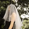 Vit Soft Tulle Two-Layer Bridal Waltz Veil Ivory Pearls Bröllop Nya Bröllop Tillbehör X0726