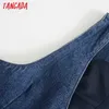 Tangada Arrival Women Vintage Denim Waistcoat Pocket Jacket Sleeveless Female Tops 4M09 210609