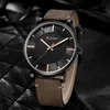 Mens Horloges Simple Fashion Analoog Quartz Cura Casual Business Lederen Horloge Mannelijke Klok Klassieke Herenhorloge Erkeek Saati 210517