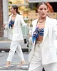 White Women Cool Suits Celebrity Lady Bridal Party Prom Tuxedos Blazer Street Style Daily Outfit (Jacket+Pants)