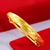 Estilo chinês senhoras vintage requintado padrão moda banhado a ouro tamanho ajustável pulseira jóias bangle206z