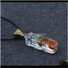 Rock Quartz retro reiki leczenie kolorowe chipsy kamienna naturalna czakra orgone energetyczne wisid Naszyjnik wahadło Amulet Orgonite Kryształ Qy 9pbge