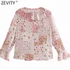 Women Sweet Dots Patchwork Floral Print Casual Smock Blouse Ladies V Neck Pleat Ruffles Femininas Shirts Chic Tops LS9311 210420
