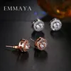 Emmaya Fashion Prong Setting CZ Crystal White / Rose Gold Color Stud Earrings Jewelry For Women Boucle D'oreille