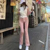 Womengaga Sexy roze Koreaanse zoete breien trui stand kraag + broek pak slanke sportkleding lente twee stuk set PE73 210603