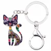 BonsNy Metal Enamel katt kattunge nyckelkedja nyckelringar ringar för kvinnor tjejer gåvor handväska hängsmycke djur smycken bil ny dekoration g1019