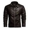 Giacca da motociclista da uomo Autunno Inverno Uomo Faux PU Leather s Casual Ricamo Biker Coat Zipper Fleece 211111