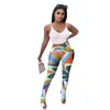 Цветочные печать женщин щелевые брюки брюки высокие талии Bell-Dotts брюки драпированные джоггры леггинсы спорты оптом 210525
