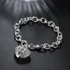 Cadeia de link Trendy Silver Jewelry Ball Bracelets para mulheres 925 Pulseira cardíaca Qualidade superior