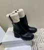 Moda Wełna Kobiety Buty Square Toe Damskie Buty Chunky Obcasy Kostki Boot Rozrywka Czarna Skórzana Platforma Buty Kobieta