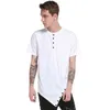 Icelion zomer t-shirt mannen onregelmatige zoom korte mouw t-shirt mode knop kraag hip hop streetwear tops slim fit t-shirt 210706