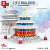 Lezi 8050 World Architecture Ancient Temple of Heaven Snow Winter Mini Diamond Blocks Bricks Building Toy for Children no Box X0503