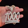 Mannen HIP HOP 1000 Nummer Hanger Ketting met 13mm Miami Cubaanse Ketting Iced Out Bling Hiphop Kettingen Mannelijke Mode-sieraden X0707