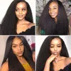 Brazilian Human Hair 13x4 Transparent Lace Frontal Wigs Kinky Straight 180% Density