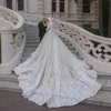 Luxury A Line Wedding Dresses High Neck Long Sleeves Bridal Gown Gorgeous Dubai Full Appliqued Lace Marriage Gowns Robe de mariée