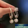 Nouvelles boucles d'oreilles à la mode en or véritable 14 carats avec grosses perles pour femmes, bijoux géométriques de la mode coréenne, aiguille en argent S925, cadeau de fête de mariage, prix d'usine, conception experte, qualité