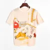 Fashion Design Women Short Sleeve Vintage Knitting Top Spring Summer Cartoon Elephant Print High Quality T-Shirt 210429