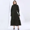 Vintage robe à lacets pour femmes col roulé à manches longues taille haute robes élégantes femme automne mode 210520