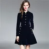 Hohe Qualität Mode Winter Plus Größe Kleid Runway Jacke frauen Luxus Samt Schwere Einreiher Vestidos 210520