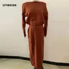 Sweter zimowy Dubaj Turcja Muzułmańskie zestawy Sukienka Caftan Kaftan Odzież islam Abayas dla kobiet 210712