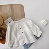 Moda koronkowa haft z długim rękawem Koszule 1-7 lat Baby Girls White Casual Clothing 210508