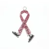 10 Pcs/Lot Custom Rhinestone Pendants Ribbon Shape Breast Cancer Awareness Enamel Medical Charms For Nurse Accessories