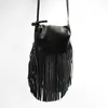 الأكياس المسائية نساء Fringe Messegner 100 ٪ من الجلد الأصلي شرابة Hobo Hippie Gyspsy Bohemian Green Crossbody Bag