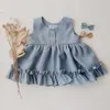 Wholesale夏の女の赤ちゃん2 PCSセットノースリーブベストRufflrs Dress +ショートパンツ衣装キッズ服E0717 210610