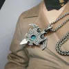 Stainless Steel Eagle Hawk Wing Necklace Pendant With Chain Gold Color Iced Out Bling Hip Hop Jewelry