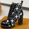 Botão de bota de tornozelo feminino Luxo Martin Desert Botas Bege e Ebony 100% Genuíno Couro Quilted Lace-Up Winter Shoes Box11