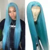 Oranje / Grijs / Blauw / Groen / Roze Lange Rechte None Lace Front Pruik Menselijk Haar Pre Plucked Synthetische Pruiken voor Black Women Cosplay