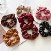 Mulheres Moda PU Couro Cabelo Anéis Meninas Temperamento De Cor Sólida Titular Bonito De Cabelo Elegante Scrunchies