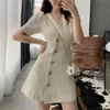 Elegant Blazer Dres Mini Casual Party Office Lady Korean Female Summer Chic Y2k Clothes 210604