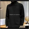 Maglioni Abbigliamento Abbigliamento Drop Delivery 2021 Moda puro colore lavorato a maglia casual da uomo doppio collo slim fit pullover autunno caldo dolcevita felpa