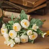 Decorative Flowers & Wreaths Artificial Peony Tea Rose Camellia Silk Fake Flower Small Bud Bride Wedding Home Decoration Faux