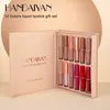 Handaiyan 12-Farben-Lipgloss-Set im Buchstil, matt, flüssiger Lippenstift, Perlglanz, langlebig, wischfest, wasserfest, antihaftbeschichtet, ultraschickes Lippen-Make-up