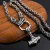 ペンダントネックレスハンマーMjolnir Fist Rune Necklaceステンレススチールメンジュエリーノルスバイキング3045185