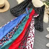 Frauen Böhmen Patchwork Farbe Retro Gedruckt Langes Kleid Laterne Hülse Quadrat Kragen Temperament Stil Weibliche Vestidos PL585 210506