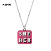 HE HIM SHE HER THEY THEM Necklace For Women Jewelry