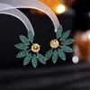 Europese luxe merk Charm vrouwelijke bloem oorknopjes 18k vergulde micro-ingelegde gekleurde zirkoon oorbellen mode vrouwen s925 zilveren naald oorbellen sieraden