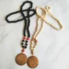 Foreign trade personalized 5 cm blank disc necklace creative fashion long wood bead clothing chain wholesale