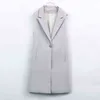 성적인 클래식 여성 긴 블레이저 조끼 우아한 사무실 레이디 코트 여성 양복 조끼 인과 관계 소매 재킷 플러스 크기 220125