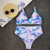 Hög midja bikini badkläder kvinnor baddräkt sexig leopard bikinis set slips färgas brasiliansk simning för bad kostym strand slitage 210520