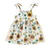 フラワーガールドレス幼児の赤ちゃん女の子ノースリーブ夏のドレスひまわりプリントプリンセスドレススカート子供のドレスQ0716