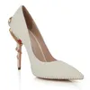 Sexy beige Pearl Full Studs Stilettos Shoes Rhinestone Metal Snake heel Pumps Single Dress pump Pointed toe Woman Weddding High Heels Bridal Shoe