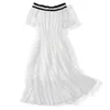 Dziewczyny Lato Koronki Księżniczka Sukienka Ramię Bez Ramię Krótki Rękaw White Wedding Dress Teen Girl Cute Princess Costume Party Formalna Suknia Q0716