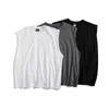 黒、白、グレードロップショルダータンクトップ男性ストリートパンクヒップホップベストノースリーブおかしいオーバーサイズ Tシャツアンダーシャツ 210623
