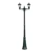 Poteau lumineux de jardin 2 bras 215 cm Vert foncé/Noir Aluminium