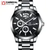 Armbandsur Schweiz Carnival Automatic Mechanical Clock Sapphire Mulitifunction Dial Luminous Waterproof Watch Men C8818G